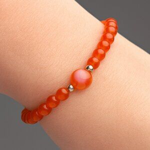 Natural Carnelian Stone, Stretch Bracelet